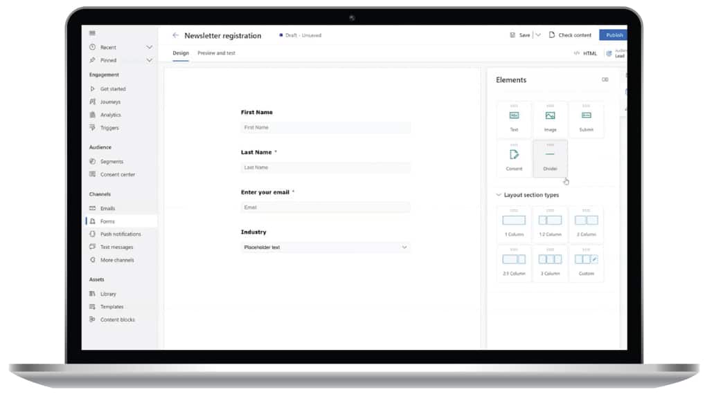 Screenshot showcasing 'Xperiences' lead forms interface with fields for user information submission, designed for efficient data capture and user engagement.